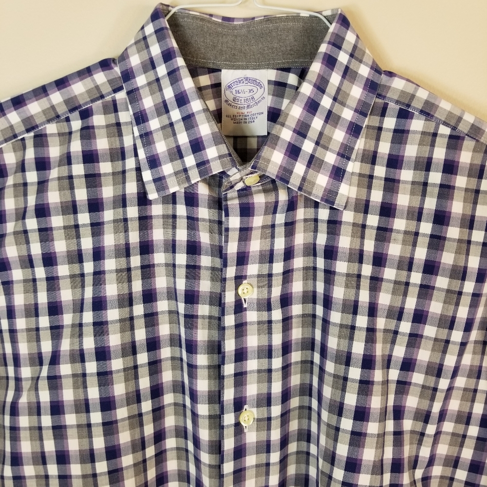 Brooks Brothers Slim Fit Gingham Dress Shirt 16.5